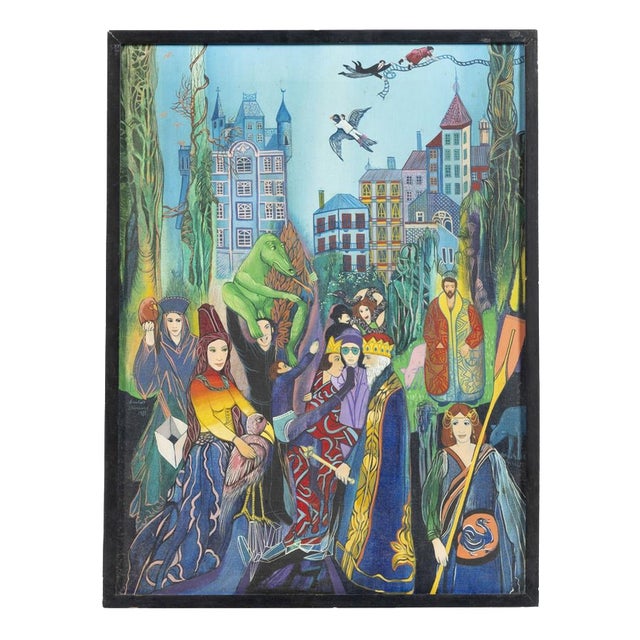 Carlos Carreiro, Figurative Composition, 1980s, Oil on Canvas For Sale