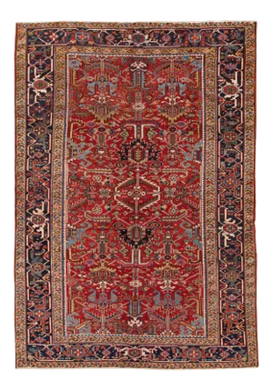 Antique Heriz Handmade Floral Red Wool Rug