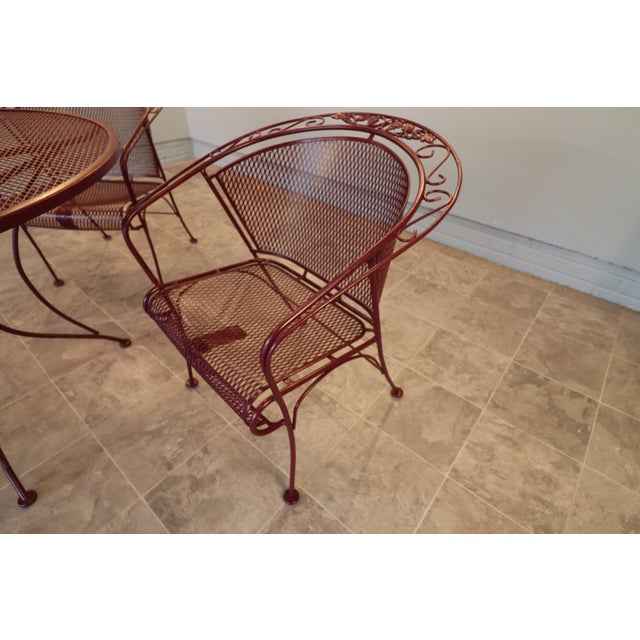 Mid-Century Russell Woodard Grapevine Wrought Iron Patio Dining Set, 5 Pieces, C. 1950s For Sale - Image 17 of 17
