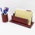 1940s Art Deco Hand-Stitched Red Leather Desk Office Set Letter and Pen Holders For Sale - Image 5 of 13