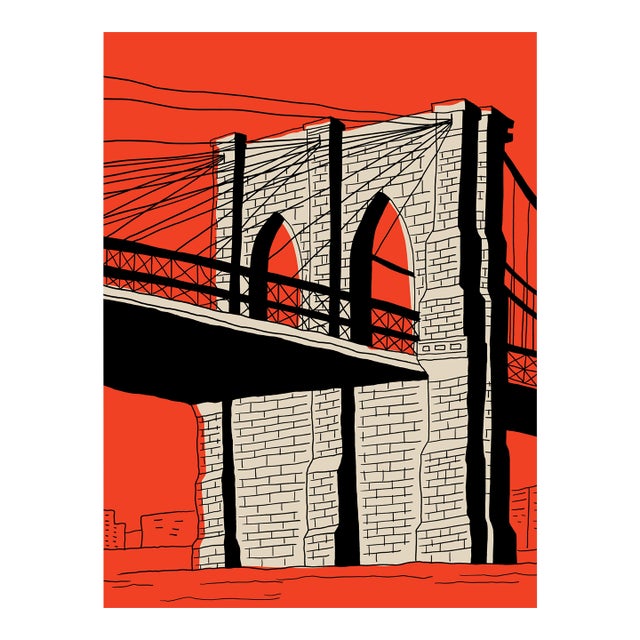 Brooklyn Bridge Limited Edition Print on Entrada Rag by Marz Junior For Sale