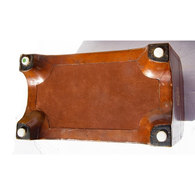 Mid 20th Century Large Italian Leather Armorial Domed Top Box For Sale - Image 5 of 6