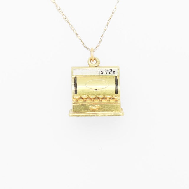 Vintage 14k Gold & Enamel Figural 'No Sale' Cash Register Charm For Sale In Philadelphia - Image 6 of 11