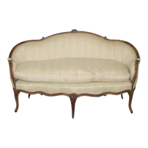 French 1780s era Walnut Upholstered Louis XV Settee Canape