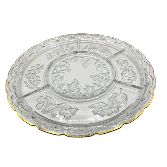 Vintage Crystal Clear Glass 5 Part Divided Serving Tray. This elegant glass tray would make a food display statement on...