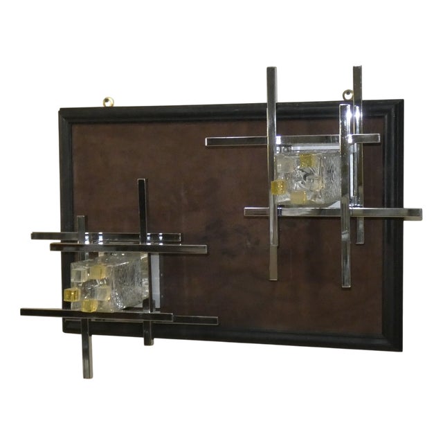 Vintage Murano Glass and Steel Wall Lights by Albano Poli for Poliarte, 1960s, Set of 2 For Sale