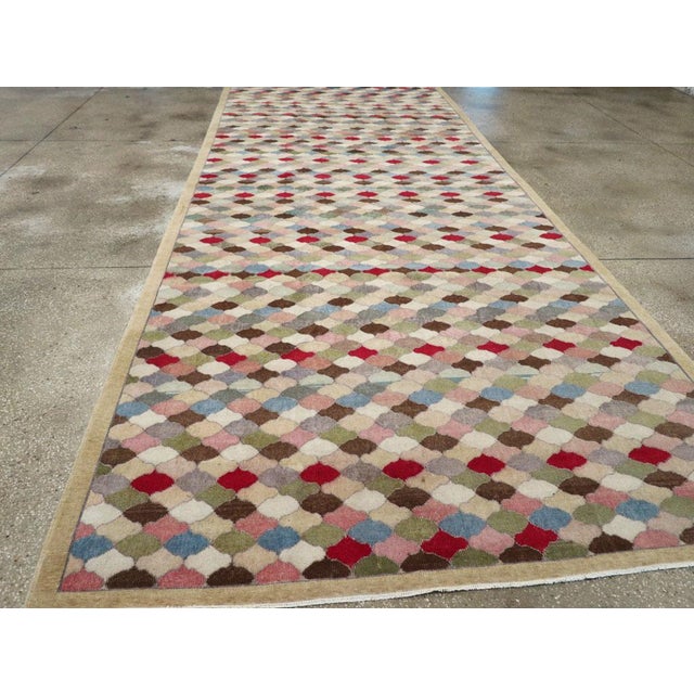 Beige Galerie Shabab Collection Mid-20th Century Turkish Anatolian Wide Gallery Runner For Sale - Image 8 of 10