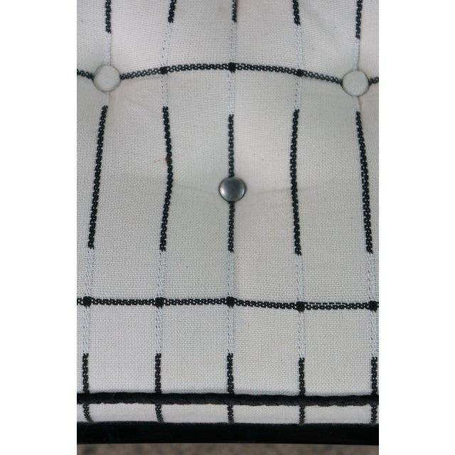 Mid Century Diminutive Black Lacquer Tufted & Striped Chinoiserie Arm Chair For Sale - Image 9 of 18