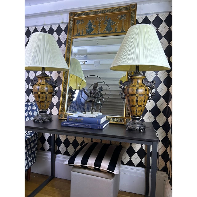 Oversized Neoclassical Greek Key Trumeau Wall Mirror With Classical Relief Frieze For Sale - Image 11 of 18