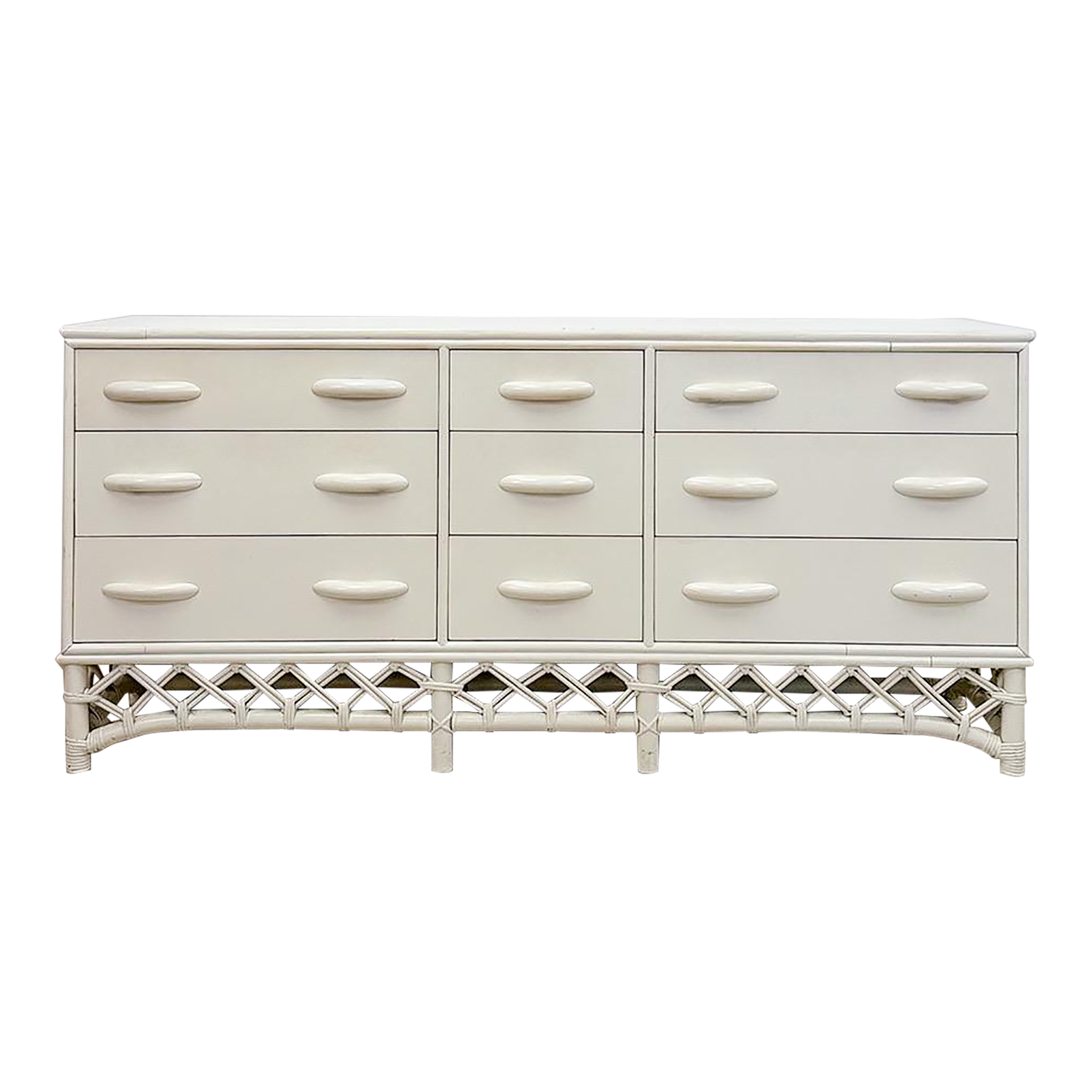 Vintage White Rattan 9-Drawer Dresser Old Florida Ficks Reed Style MCM  Coastal | Chairish