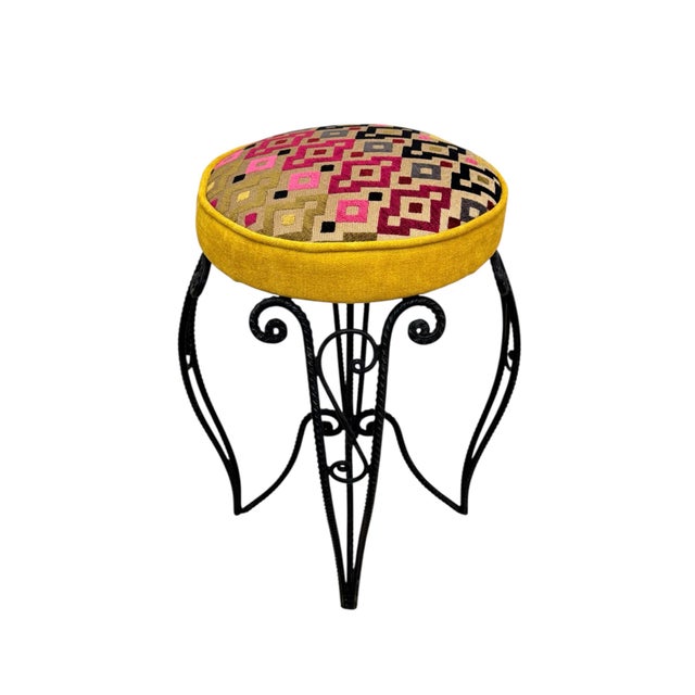 Art Deco Style Wrought Iron Ottoman, 1950s For Sale - Image 3 of 7