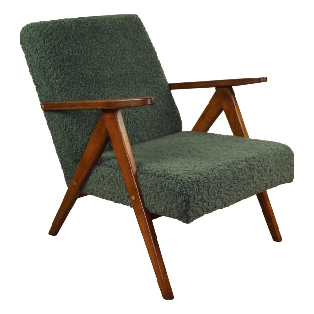 Vintage B-310 VAR Lounge Chair in Green Olive Bouclé Lamb, 1970s For Sale