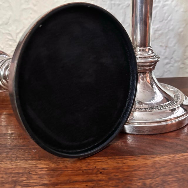 Late 20th Century Late 20th Century Italian Silver Plate Candlestick Holders, a Pair For Sale - Image 5 of 6