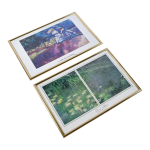 Claude Monet Water Lilies and Charles Mundy Framed Impressionist Prints - Set of 2