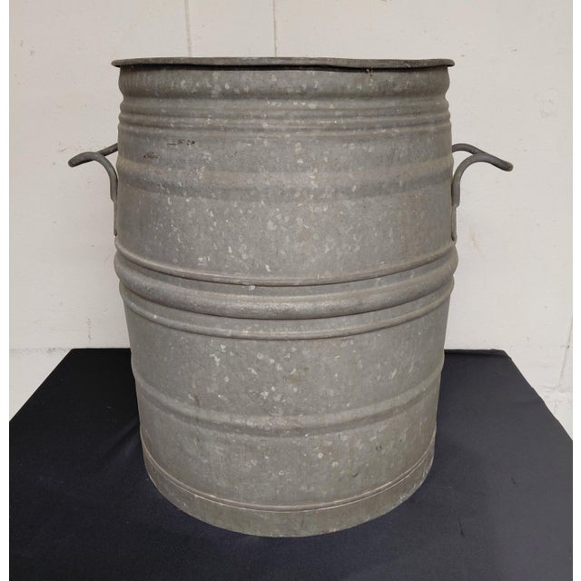 Vintage Belgian Galvanized Dolly Tub Planter For Sale - Image 4 of 7