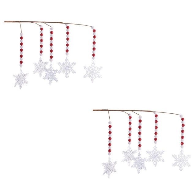 Contemporary Beaded Snowflake Drop Spray (Set of 2) For Sale - Image 3 of 3