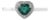 Art Deco Heart Cut Emerald & Diamond Promise Ring Size 6.5 in 18k White Gold For Sale