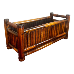 Vintage Coastal 1950s Lacquered Bamboo Planter Box