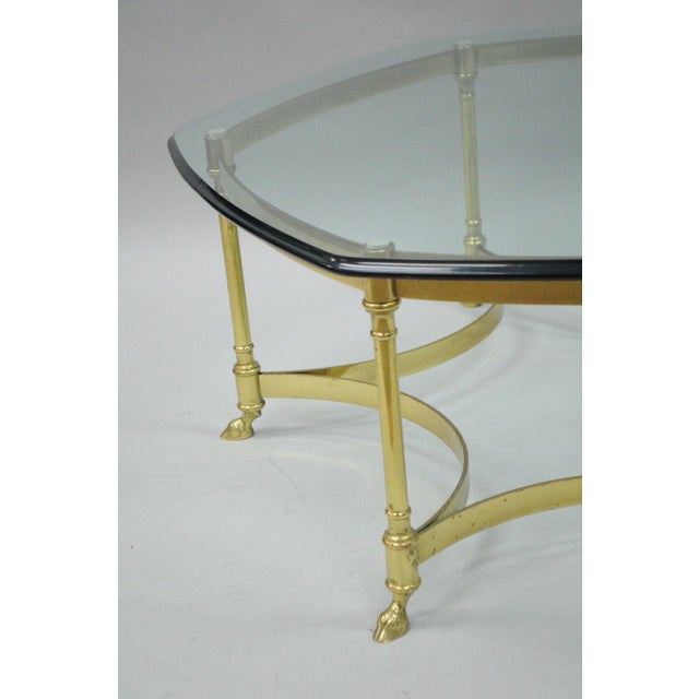 Vintage Labarge Brass Hoof Foot Hollywood Regency Hexagonal Glass