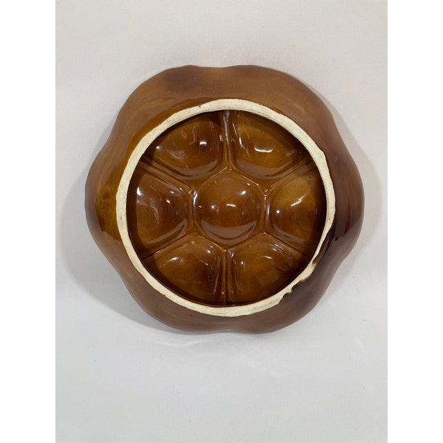 Burnt Orange Mid 20th Century French Vallauris "Volcano" Majolica Oyster Plate For Sale - Image 8 of 14