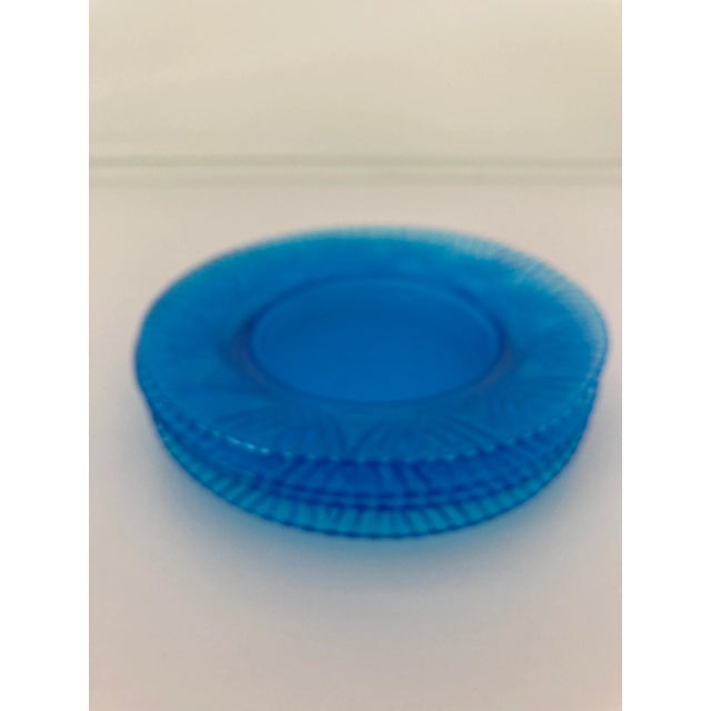 90's Aqua Glass Salad Plates S/4 For Sale In New York - Image 6 of 8