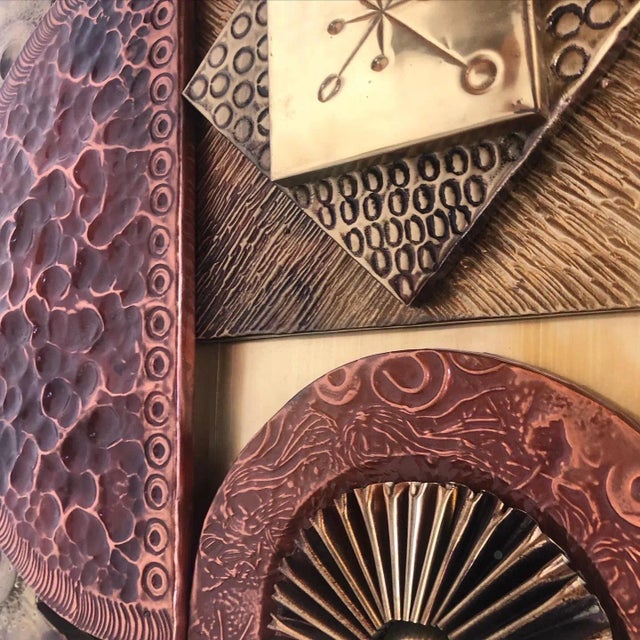 Mid 20th Century Brutalist Brass and Copper Sculptural Wall Art by Stephen Chun For Sale In Phoenix - Image 6 of 12
