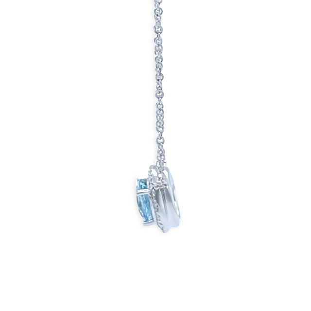 Tiffany and Co. Tiffany & Co. Platinum Soleste Aquamarine & Diamond Necklace 1.00ct 3.88g For Sale - Image 4 of 12