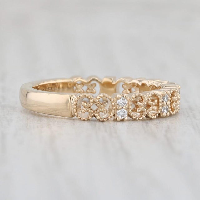 New Diamond Stackable Ring 14k Yellow Gold Wedding Band Women's Stacking Sz 6.25 For Sale - Image 4 of 7