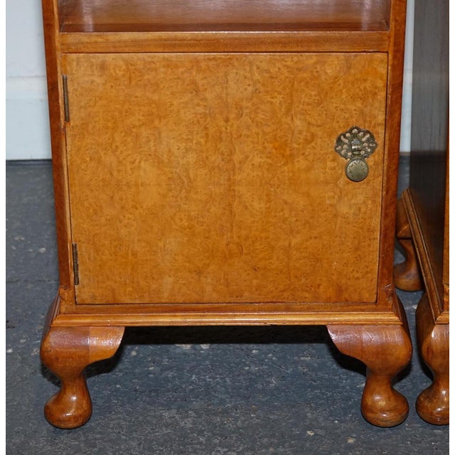 Brown Art Deco Walnut Nightstands Bedside Tables, 1920s, Set of 2 For Sale - Image 8 of 18