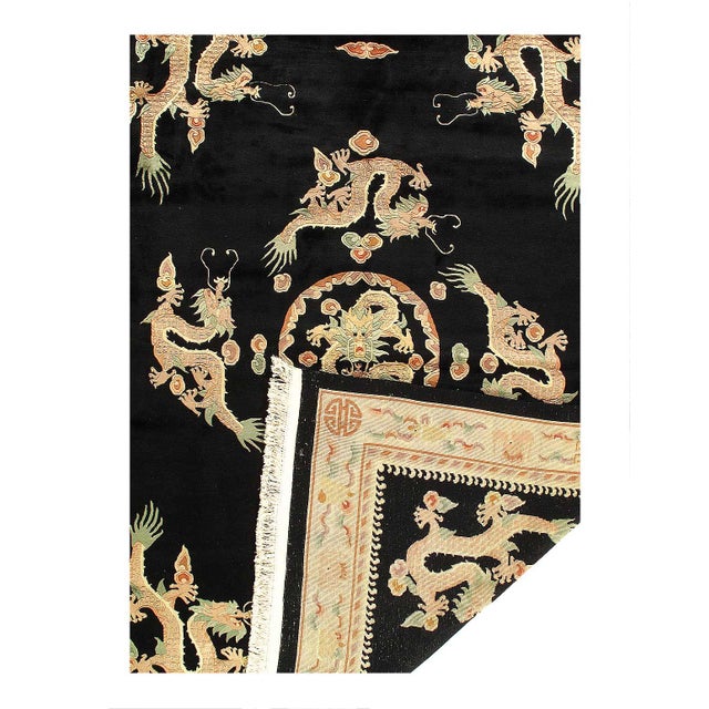 Traditional Pasargad DC Fine Hand Knotted Chinese Dragon Design Rug For Sale - Image 3 of 3
