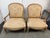 Design Plus Gallery presents a Pair of Floral Damask Bergères by William Switzer. The wooden chairs have a cerused oak...