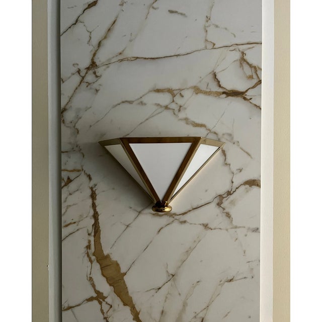 A sensational and extremely rare sconce, most elusive "three window pyramid" model, only 500 ever made, entirely hand...