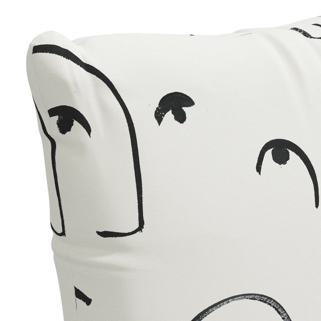 Not Yet Made - Made To Order 18" Indoor/Outdoor Pillow in Faces Black For Sale - Image 5 of 6