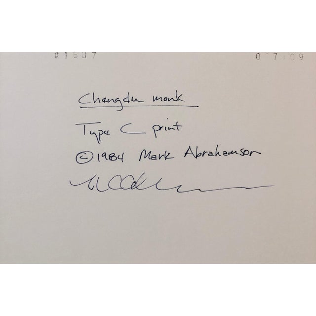 American Mark Abrahamson, Vintage Photograph Cibachrome Tibetan Monk Chengdu China Portrait Photo Print, 1984 For Sale - Image 3 of 9