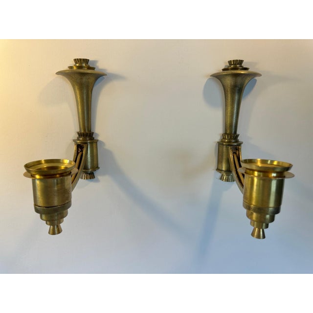 1940s English Bronze Sconces - a Pair For Sale - Image 10 of 12