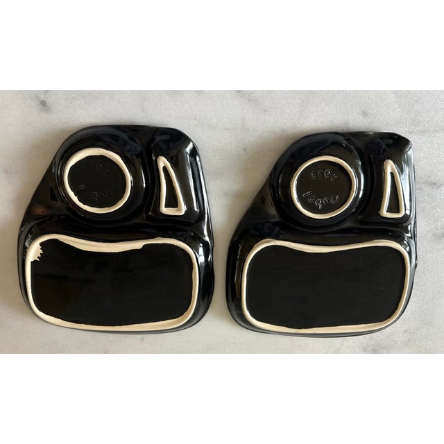 Black Mid 20th Century Mid Century Modern Ceramic Black and White "Tv Set" by Rubel - 4 pcs For Sale - Image 8 of 11