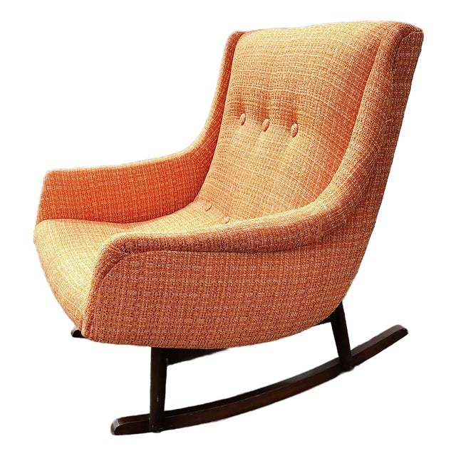 1950s MCM Reupholstered Rocking Chair For Sale