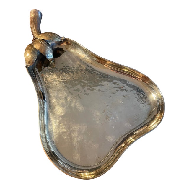 1970s Sarreid Brass Pear Tray For Sale