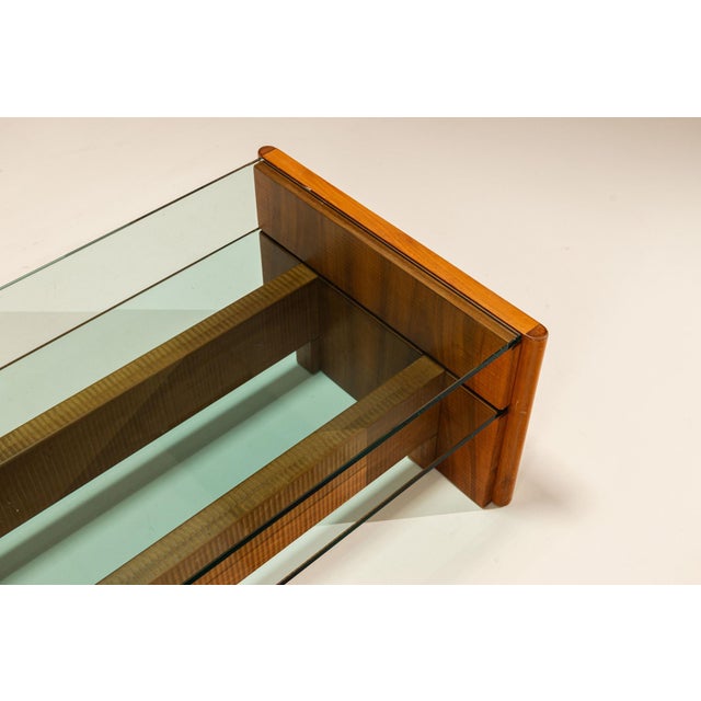 Brown Vintage Coffee Table in Walnut and Glass by Officina Rivadossi, Italy, 1970s For Sale - Image 8 of 11