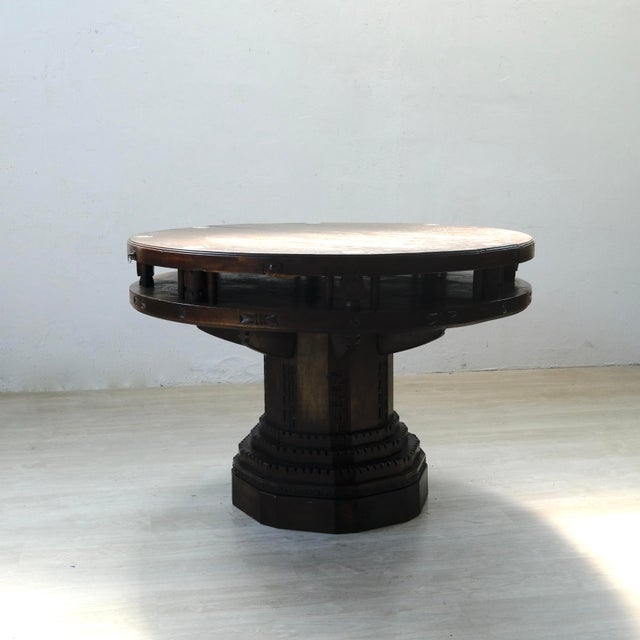 Antique Round Carved Wood Game Table, 1900s For Sale - Image 3 of 17