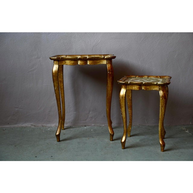 1960s Florentine Baroque Style Gilded Nesting Tables, 1950s, Set of 2 For Sale - Image 5 of 18