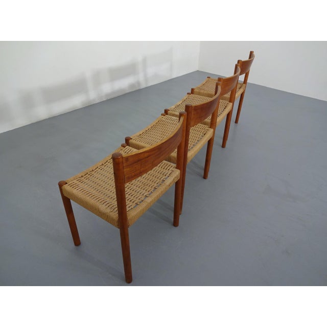 Teak & Papercord Dining Chairs by Poul M. Volther for Frem Røjle, Denmark, 1960s, Set of 4 For Sale - Image 10 of 18