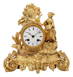 Parisian Table Clock in Gold Antimony