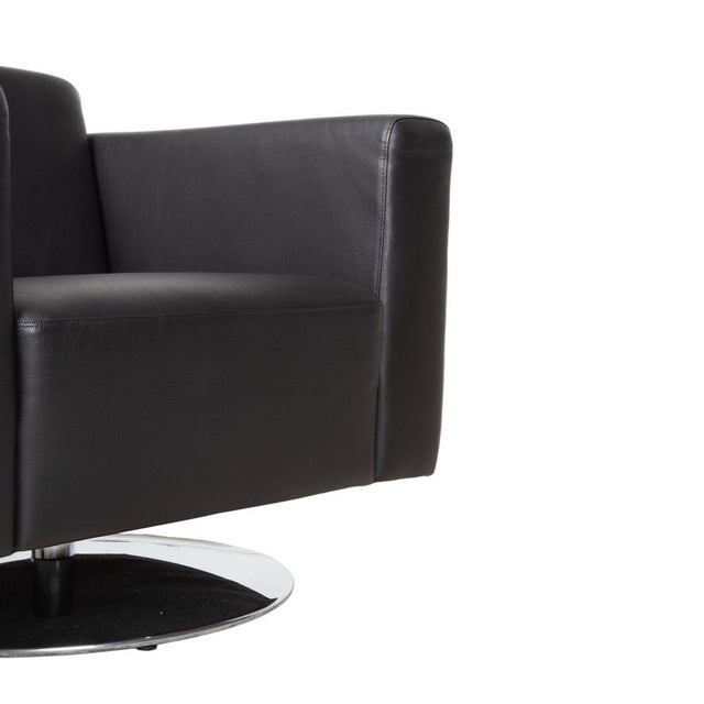 Black Chrome and Leather Serge Armchair with Swivel Function from Brühl For Sale - Image 4 of 14