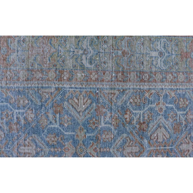 Textile Antique Persian Sultanabad Rug in Light Blue and Green With All-Over Design 4'2"x6'5" For Sale - Image 7 of 10
