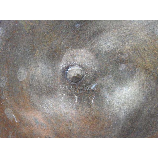 Mid Century Handmade Hammered Copper Double Candlesticks - a Pair For Sale - Image 4 of 13