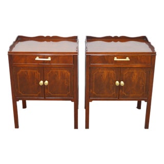 Late 20th Century Baker Mahogany Nightstands a Pair For Sale