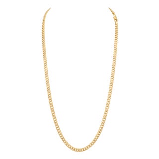 Vintage 24k Solid Yellow Gold Curb Link Chain, 79.1 Gm , 24" Long Made in Turkey For Sale