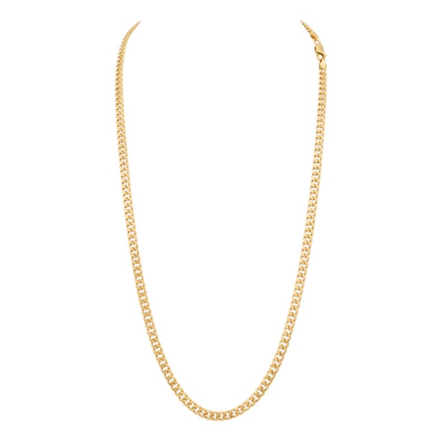 Vintage 24k Solid Yellow Gold Curb Link Chain, 79.1 Gm , 24" Long Made in Turkey For Sale