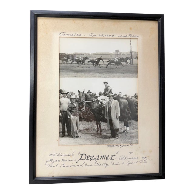 Vintage 49 Original Bert Morgan Dreamer Jamaica Horse Racing Jockey Photograph For Sale